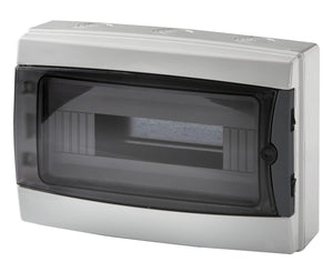 A2ZWORLD centralino da parete 12 moduli con portello fumé, grigio RAL 7035, 280x220x100 mm, IP65, ideale per installazioni elettriche interne ed esterne