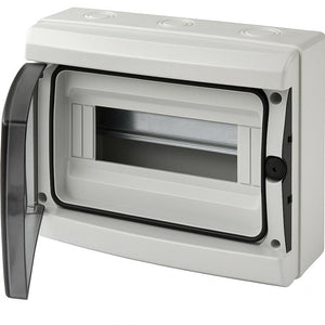 A2ZWORLD centralino da parete 12 moduli con portello fumé, grigio RAL 7035, 280x220x100 mm, IP65, ideale per installazioni elettriche interne ed esterne