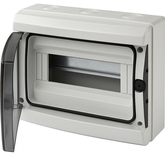 A2ZWORLD centralino da parete 12 moduli con portello fumé, grigio RAL 7035, 280x220x100 mm, IP65, ideale per installazioni elettriche interne ed esterne