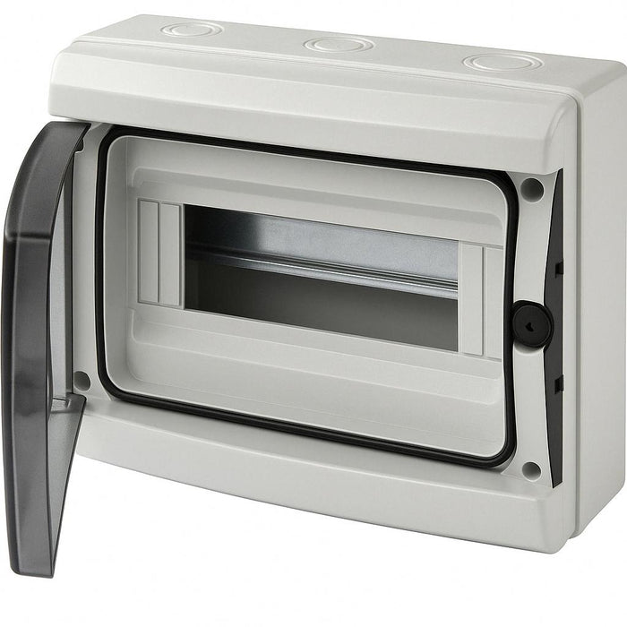 A2ZWORLD centralino da parete 12 moduli con portello fumé, grigio RAL 7035, 280x220x100 mm, IP65, ideale per installazioni elettriche interne ed esterne