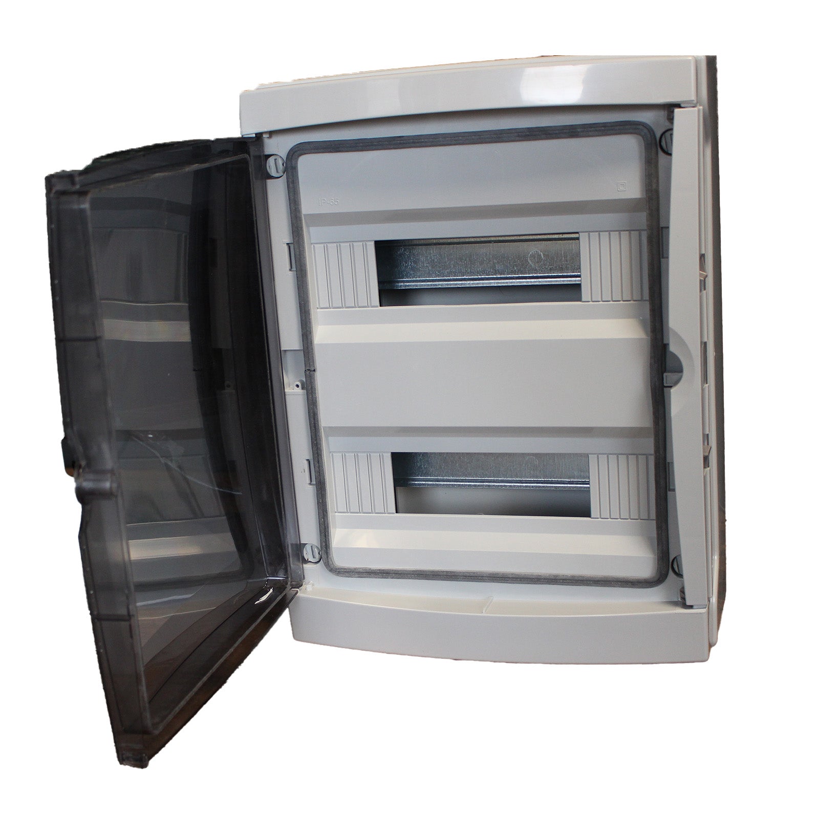 A2ZWORLD centralino da parete 24 moduli con portello fumé, grigio RAL 7035, 290x290x140 mm, IP65, ideale per installazioni elettriche interne ed esterne