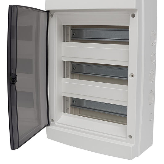 A2ZWORLD centralino da parete 36 moduli con portello fumé, grigio RAL 7035, 400x400x140 mm, IP65, ideale per installazioni elettriche interne ed esterne