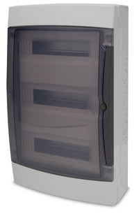 A2ZWORLD centralino da parete 36 moduli con portello fumé, grigio RAL 7035, 400x400x140 mm, IP65, ideale per installazioni elettriche interne ed esterne