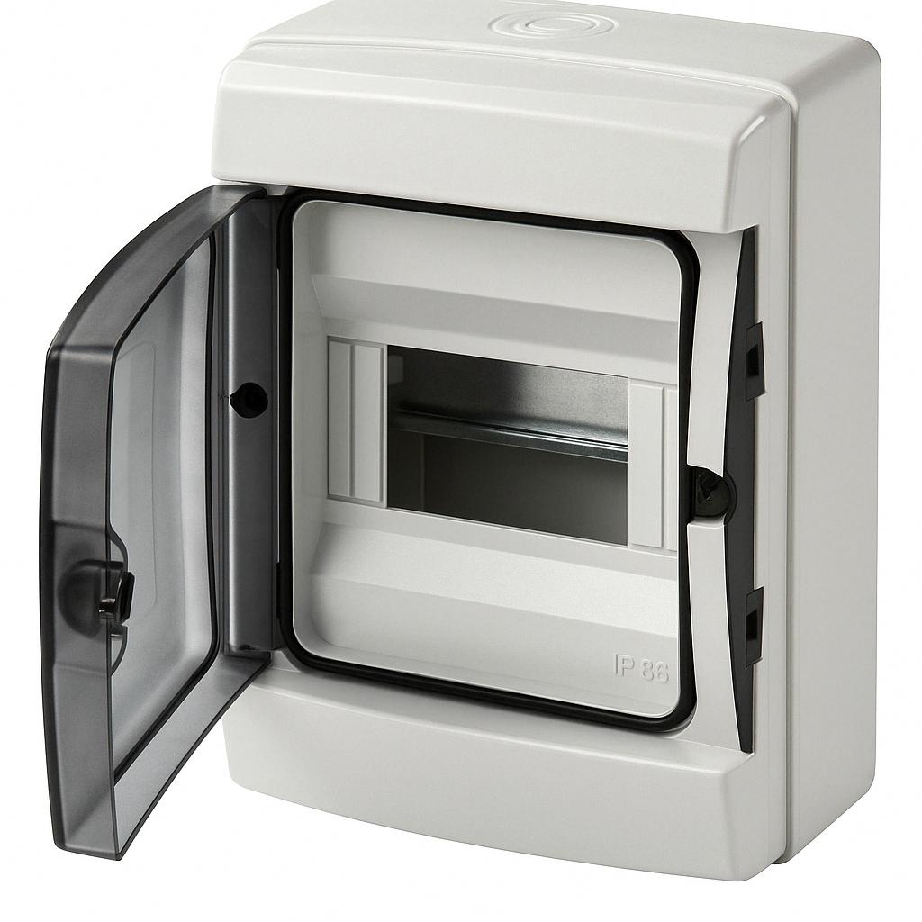 A2ZWORLD centralino da parete 4 moduli con portello fumé, grigio RAL 7035, 150x170x100 mm, IP65, ideale per installazioni elettriche interne ed esterne