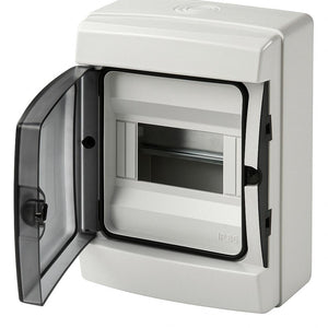 A2ZWORLD centralino da parete 4 moduli con portello fumé, grigio RAL 7035, 150x170x100 mm, IP65, ideale per installazioni elettriche interne ed esterne