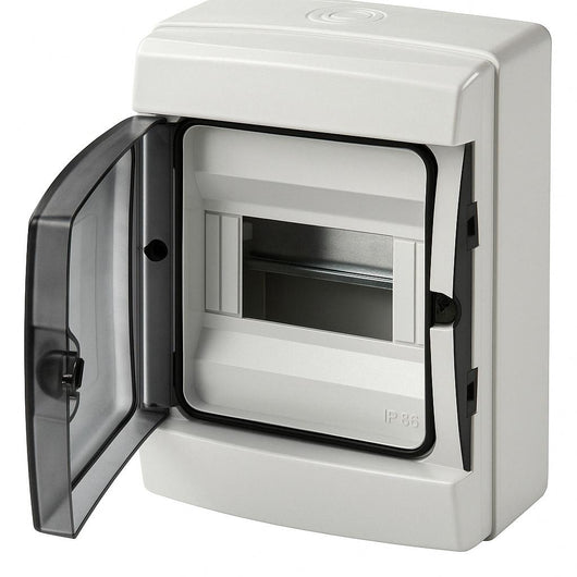 A2ZWORLD centralino da parete 4 moduli con portello fumé, grigio RAL 7035, 150x170x100 mm, IP65, ideale per installazioni elettriche interne ed esterne