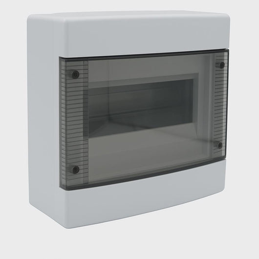 centralino da parete 8 moduli, bianco IP40, 200x180x100 mm, RAL 9016, ideale per installazioni elettriche domestiche e industriali