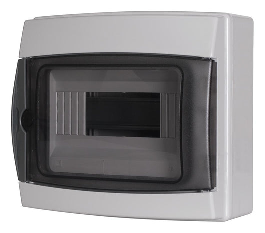 A2ZWORLD centralino da parete 8 moduli con portello fumé, grigio RAL 7035, 200x180x100 mm, IP65, ideale per installazioni elettriche interne ed esterne