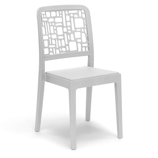 Set 2 sedie in polipropilene MEDEA, 100% MADE IN ITALY, impilabile, idrorepellente, resistenza raggi UV, design moderno per sala da pranzo, cucina, sala d’attesa, bar, ristoranti, giardino, colore Bianco