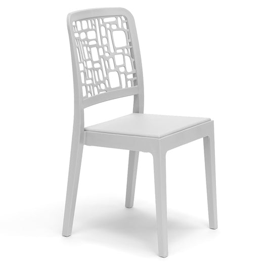 Sedia in polipropilene MEDEA, impilabile, resistente ai raggi UV, design moderno, ideale per sala da pranzo, cucina, sala d’attesa, bar, ristoranti o giardino, colore Bianco