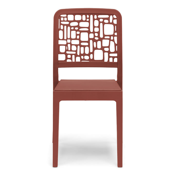 Sedia in polipropilene MEDEA, impilabile, resistente ai raggi UV, design moderno, ideale per sala da pranzo, cucina, sala d’attesa, bar, ristoranti o giardino, colore Mattone