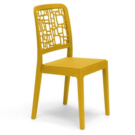 Sedia in polipropilene MEDEA, impilabile, resistente ai raggi UV, design moderno, ideale per sala da pranzo, cucina, sala d’attesa, bar, ristoranti o giardino, colore Senape