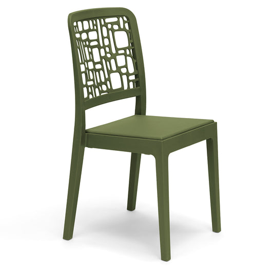 Sedia in polipropilene MEDEA, impilabile, resistente ai raggi UV, design moderno, ideale per sala da pranzo, cucina, sala d’attesa, bar, ristoranti o giardino, colore Verde Oliva
