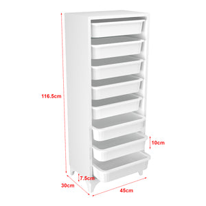 Cassettiera 'Lurøy' Organizzatore con 8 Cestini Estraibili - Mobile a Torre Contenitore - Bianco [en.casa]