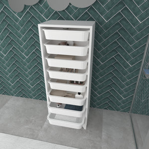 Cassettiera 'Lurøy' Organizzatore con 8 Cestini Estraibili - Mobile a Torre Contenitore - Bianco [en.casa]
