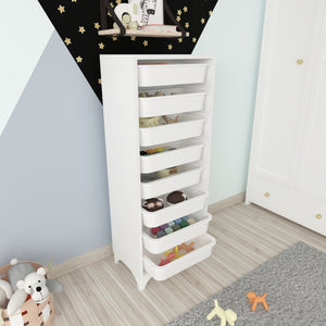 Cassettiera 'Lurøy' Organizzatore con 8 Cestini Estraibili - Mobile a Torre Contenitore - Bianco [en.casa]