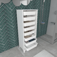 Cassettiera 'Lurøy' Organizzatore con 8 Cestini Estraibili - Mobile a Torre Contenitore - Bianco [en.casa]