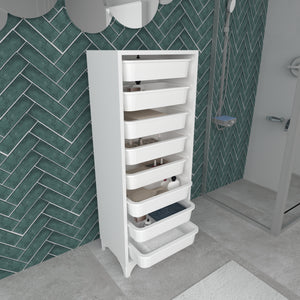 Cassettiera 'Lurøy' Organizzatore con 8 Cestini Estraibili - Mobile a Torre Contenitore - Bianco [en.casa]