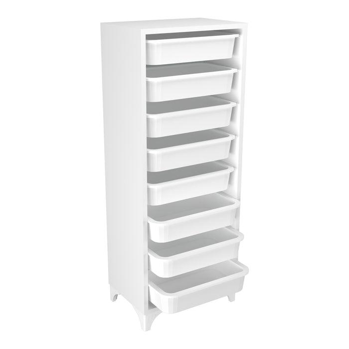 Cassettiera 'Lurøy' Organizzatore con 8 Cestini Estraibili - Mobile a Torre Contenitore - Bianco [en.casa]