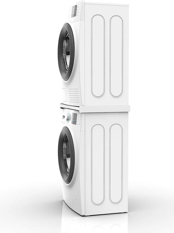 Meliconi base torre slim l45, kit di sovrapposizione lavatrice asciugatrice universale, supporto asciugatrice premontato, cinghia di sicurezza con fibbia in metallo inclusa, portata 250 kg, bianco