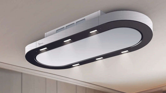 Cappa a soffitto UNIKA FREE cm 120X50 - Bianca e Nera - 900 m3/h