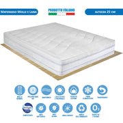 Materasso rigido a molle bonnel e lana matrimoniale 160x190 Messico H25 estate/inverno - Comprarredo