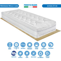 Materasso rigido a molle bonnel e lana singolo 80x190 Messico H25 estate/inverno - Comprarredo