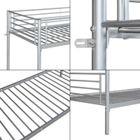 Letto a Castello Soppsar a 2 Posti con Barriera Anticaduta e Scaletta 200 x 90 cm - Argento [en.casa]