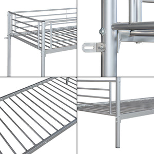 Letto a Castello Soppsar a 2 Posti con Barriera Anticaduta e Scaletta 200 x 90 cm - Argento [en.casa]