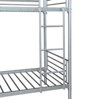 Letto a Castello Soppsar a 2 Posti con Barriera Anticaduta e Scaletta 200 x 90 cm - Argento [en.casa]