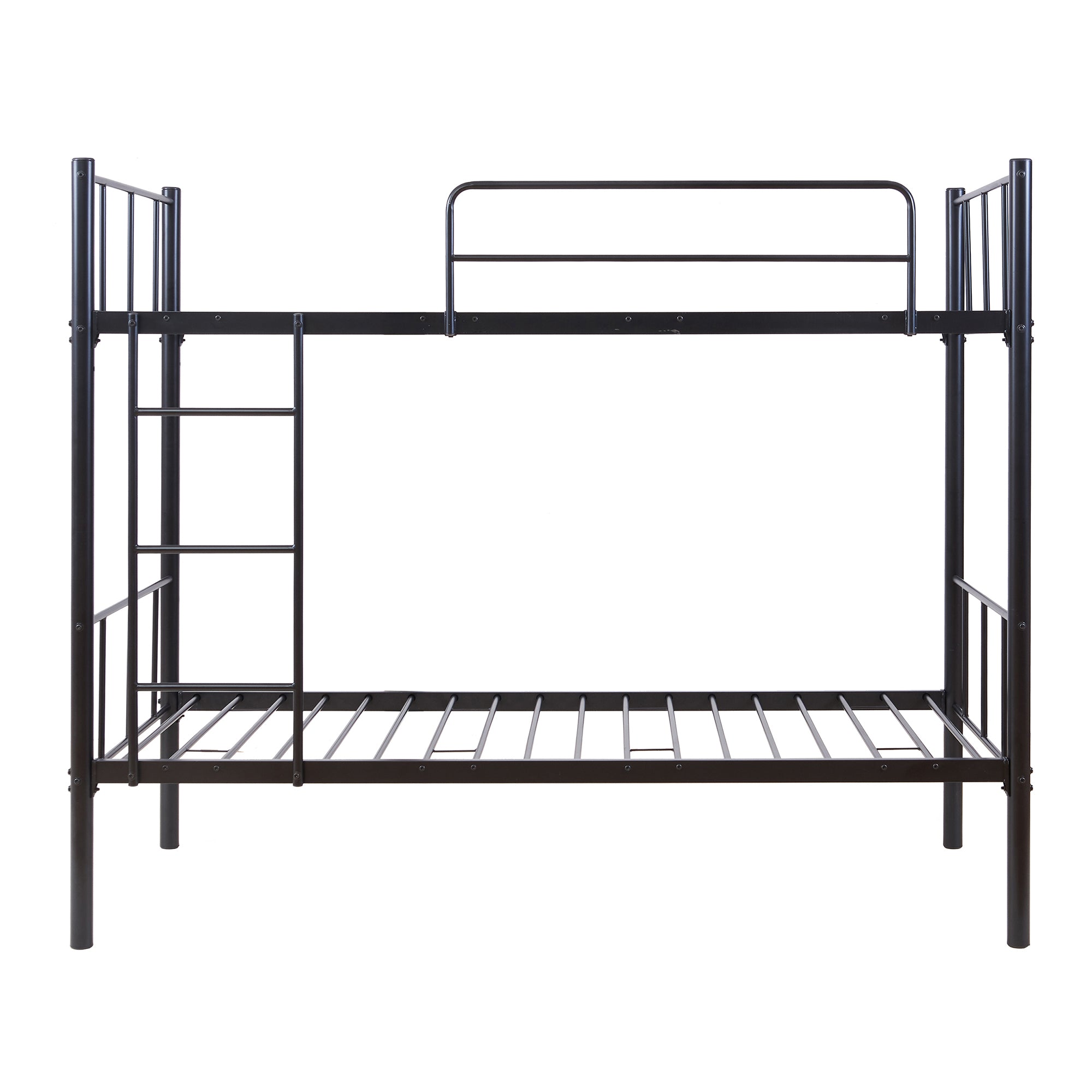 Letto a Castello Berimma a 2 Posti con Materassi 90x200 cm Scaletta e Sponda Anticaduta - Nero [en.casa]