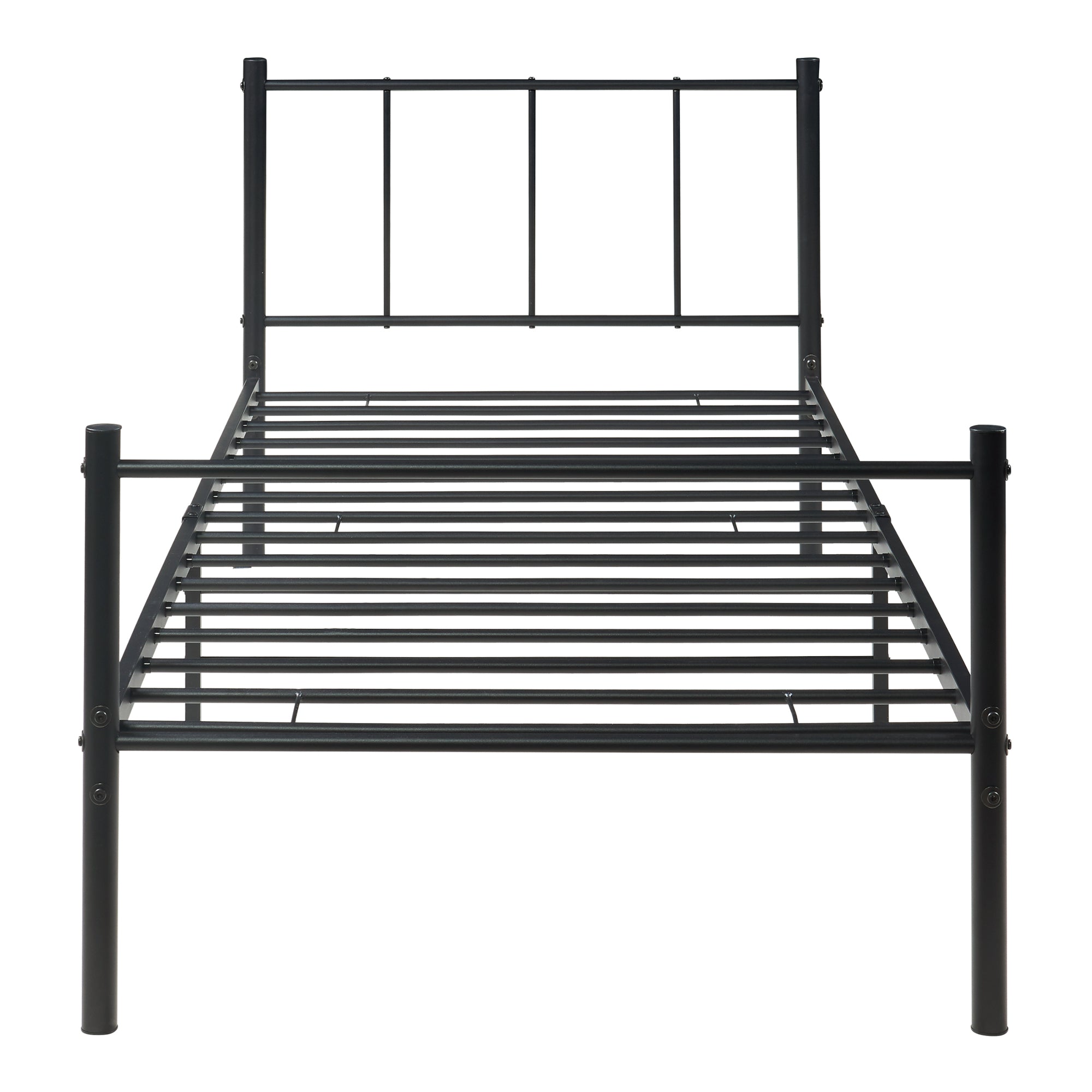 Letto Singolo Laos 90x200 cm con Testiera e Pediera - Acciaio Nero [en.casa]