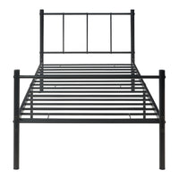 Letto Singolo Laos 90x200 cm con Testiera e Pediera - Acciaio Nero [en.casa]