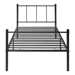 Letto Singolo Laos 90x200 cm con Testiera e Pediera - Acciaio Nero [en.casa]