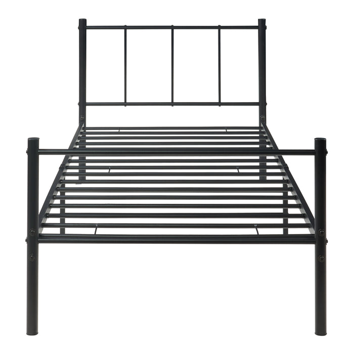 Letto Singolo Laos 90x200 cm con Testiera e Pediera - Acciaio Nero [en.casa]