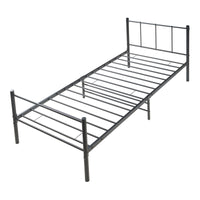 Letto Singolo Laos 90x200 cm con Testiera e Pediera - Acciaio Nero [en.casa]