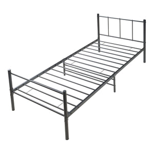 Letto Singolo Laos 90x200 cm con Testiera e Pediera - Acciaio Nero [en.casa]