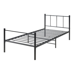 Letto Singolo Laos 90x200 cm con Testiera e Pediera - Acciaio Nero [en.casa]