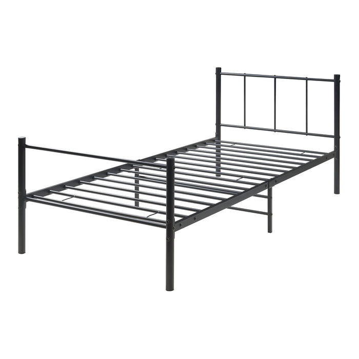 Letto Singolo Laos 90x200 cm con Testiera e Pediera - Acciaio Nero [en.casa]