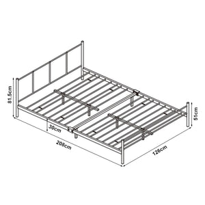 Letto 1 Piazza e Mezza Laos 120x200 cm con Testiera e Pediera - Acciaio Nero [en.casa]