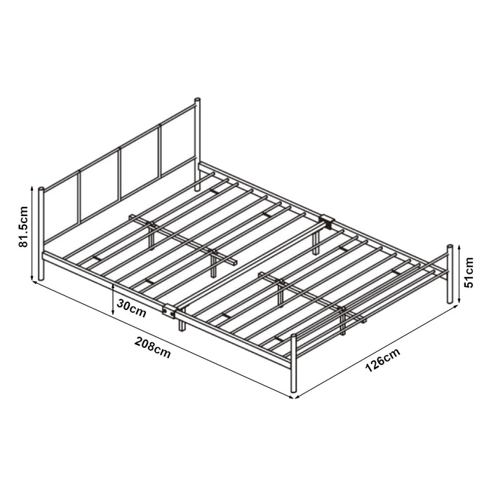 Letto 1 Piazza e Mezza Laos 120x200 cm con Testiera e Pediera - Acciaio Nero [en.casa]