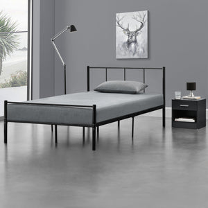 Letto 1 Piazza e Mezza Laos 120x200 cm con Testiera e Pediera - Acciaio Nero [en.casa]