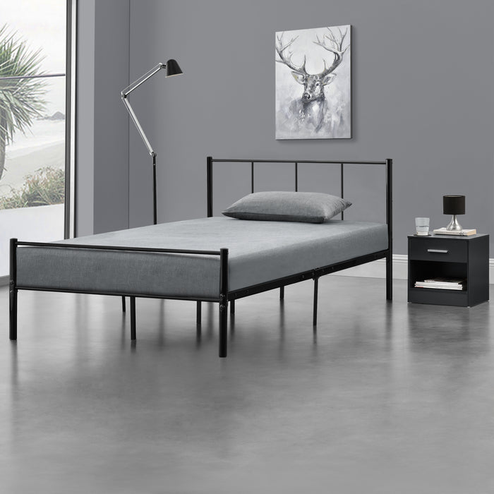Letto 1 Piazza e Mezza Laos 120x200 cm con Testiera e Pediera - Acciaio Nero [en.casa]