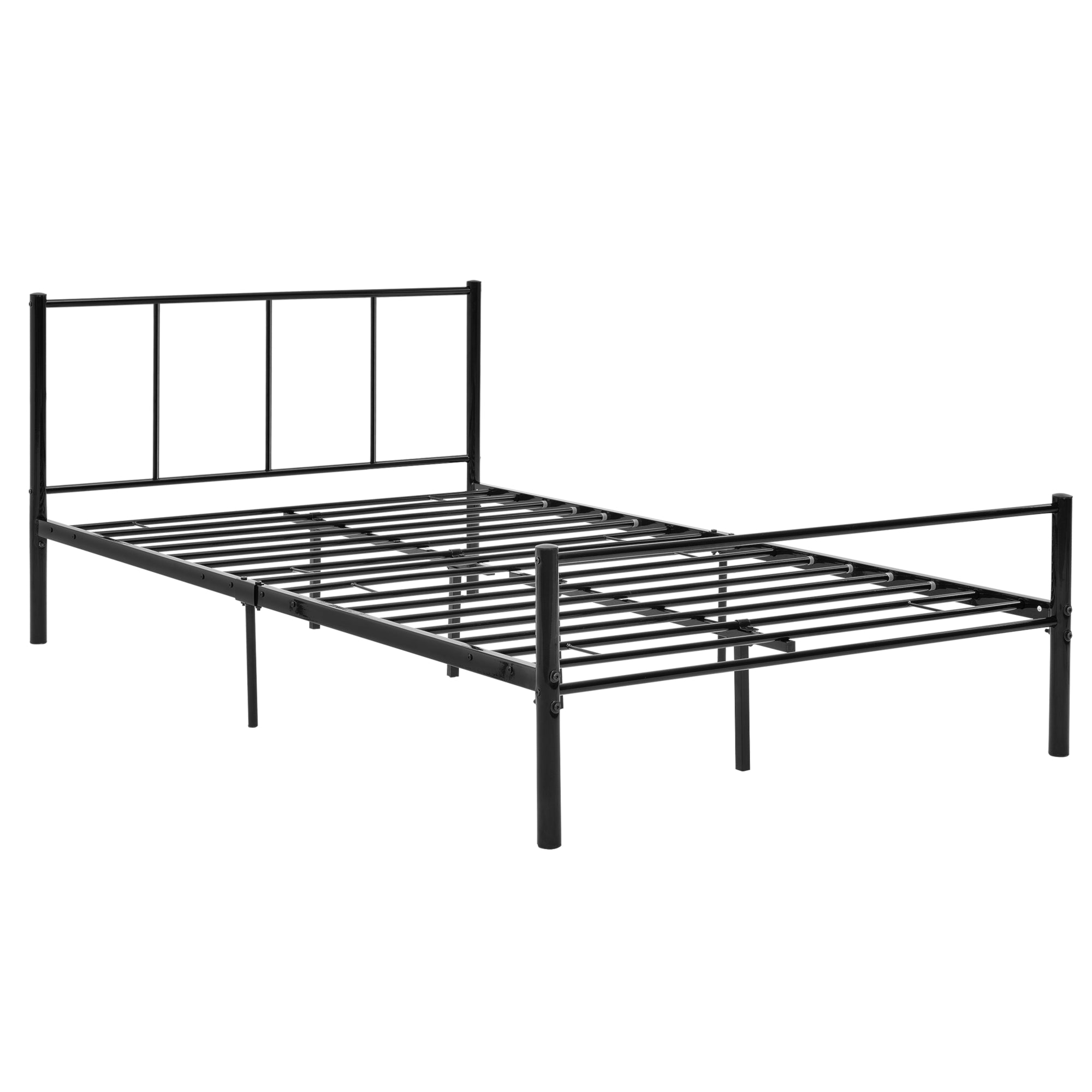 Letto 1 Piazza e Mezza Laos 120x200 cm con Testiera e Pediera - Acciaio Nero [en.casa]
