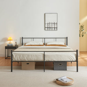Letto Matrimoniale Laos 160x200 cm con Testiera e Pediera - Acciaio Nero [en.casa]
