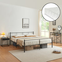 Letto Matrimoniale Laos con Materasso 160x200 cm Letto in Acciaio con Testiera e Pediera - Nero [en.casa]
