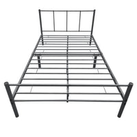 Struttura Letto a 1 Piazza e Mezza 120x200 cm in Acciaio con Testiera e Pediera - Grigio Scuro Opaco [en.casa]