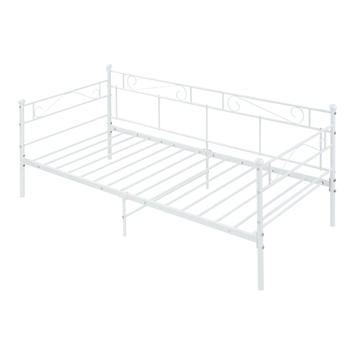 Divano Letto con Materasso 90x200 cm Sofa in Acciaio - Bianco [en.casa]