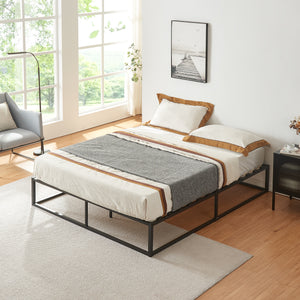 Letto Francese Kreta in Acciaio 140 x 200 cm Nero [en.casa]