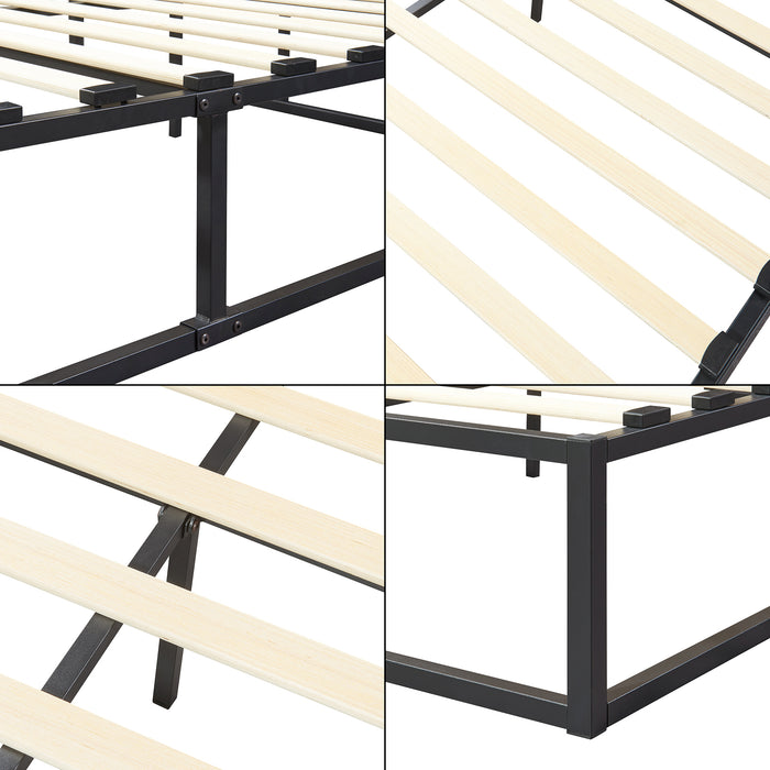 Letto Francese Kreta in Acciaio 140 x 200 cm Nero [en.casa]